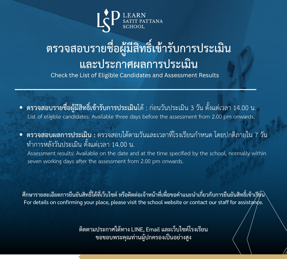 ประกาศผลการประเมิน